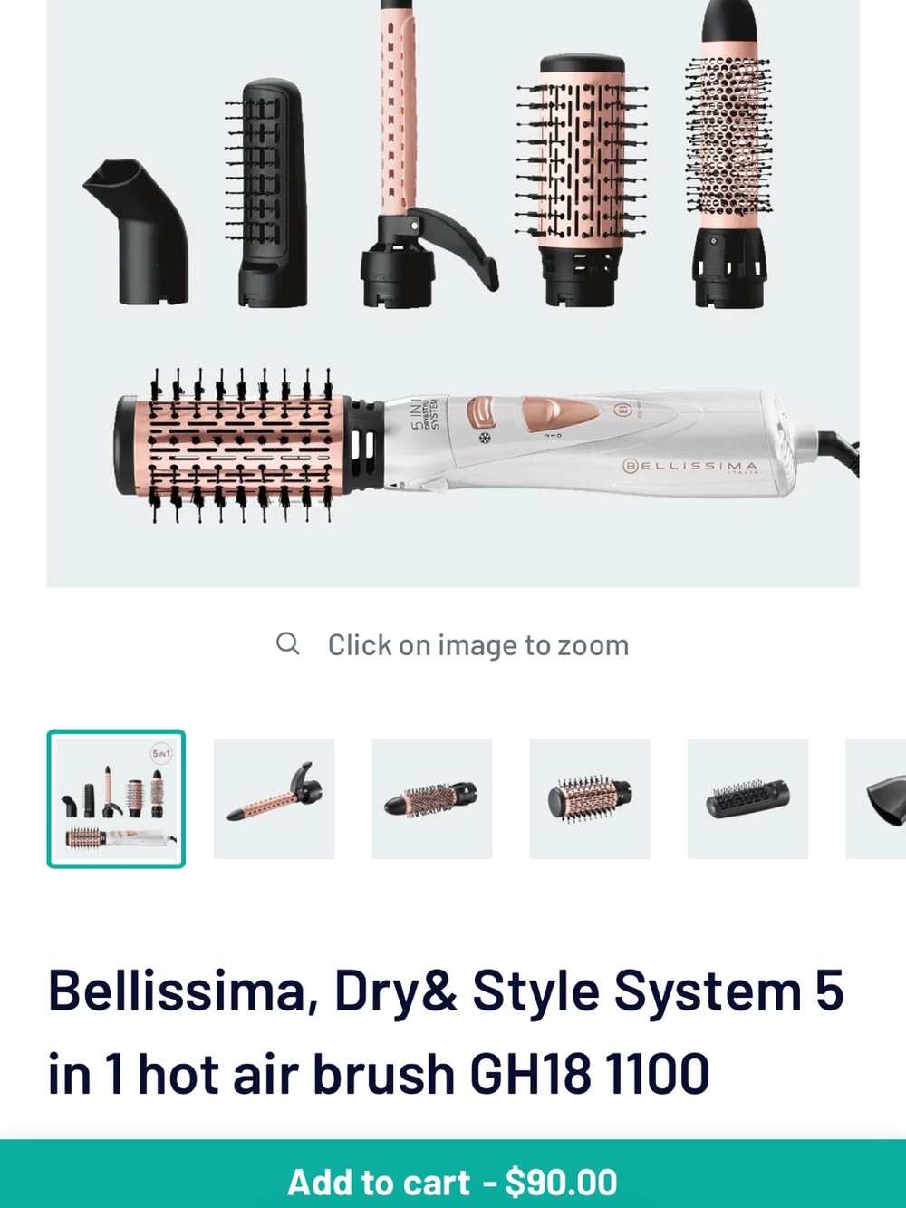 Bellissima Italia 5-in-1 Hot Air Brush - White & Rose Gold